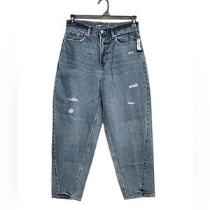 Old Navy Barrel Balloon Extra High Rise Distressed Blue Jeans
